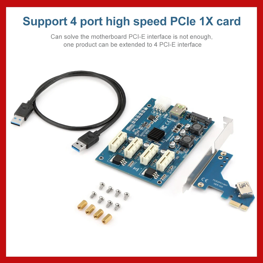 

Комплект расширения PCI-E X1-4PCI-E X16, 1-4 порта PCI Express, усилитель, концентратор, 6 контактов, Sata, USB-карта Riser, Прямая поставка
