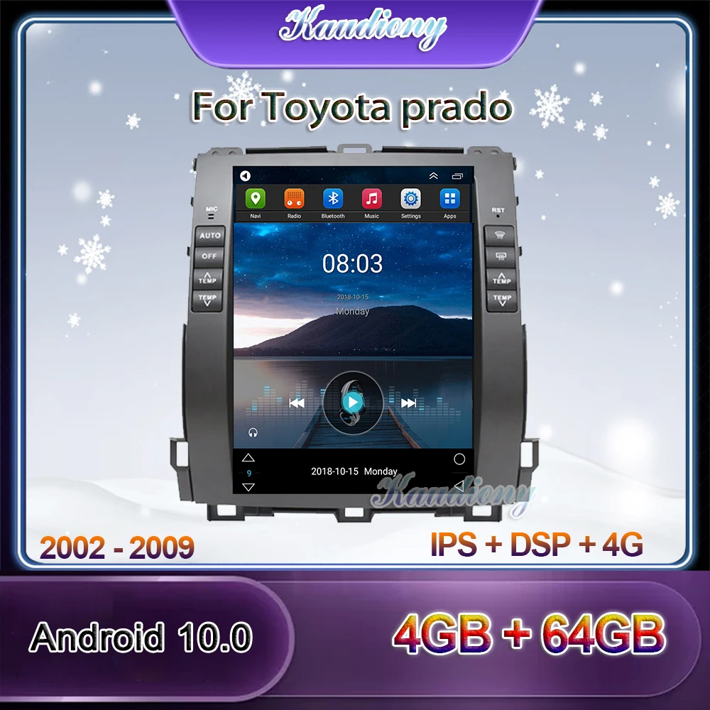 Kaudiony 10 4 &quotTesla Style Android 0 для Toyota Prado Lexus GX470 автомобильный Dvd мультимедийный плеер