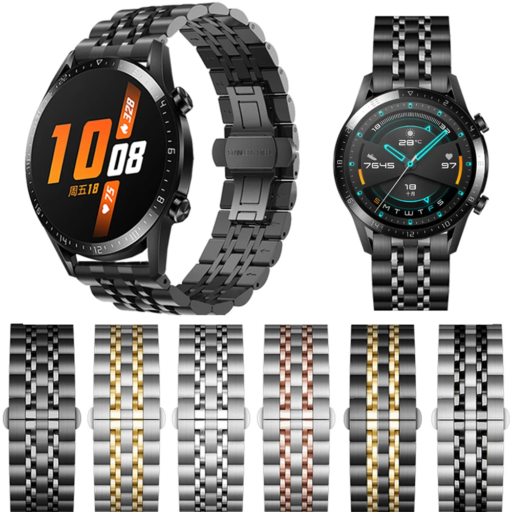 

22MM Stainless Steel Wrist Straps For Huawei Watch GT 2 Pro/GT 2E 2 46MM Smart Watch Metal Bands For Huawei HONOR Magic Correa