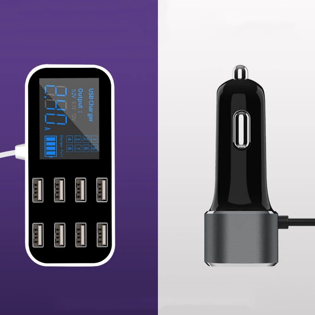 8 портов USB Автомобильное зарядное устройство быстрой зарядки телефона 40 Вт 2.4A