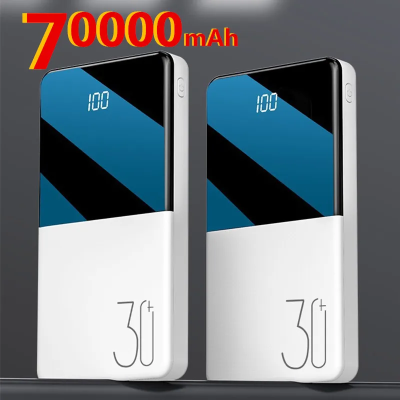 70000mah Power Bank External Battery PoverBank 2 USB LED Powerbank Portable Mobile phone Charger for Xiaomi MI iphone 11 Huawei | Мобильные