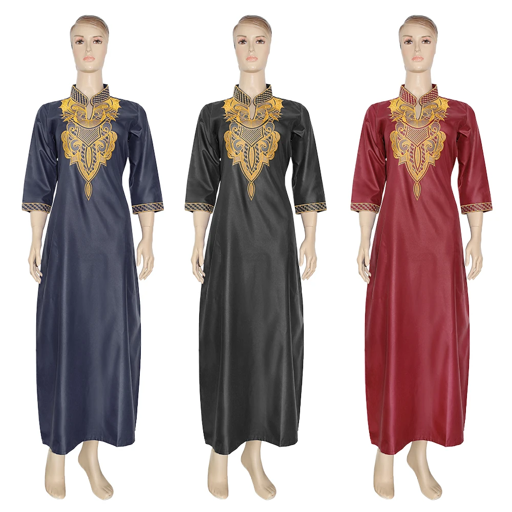 

MD Embroidered Flower African Dresses For Women 2021 Ankara Rich South African Clothes Ladies Dresses Ankara Dashiki Robe Boubou