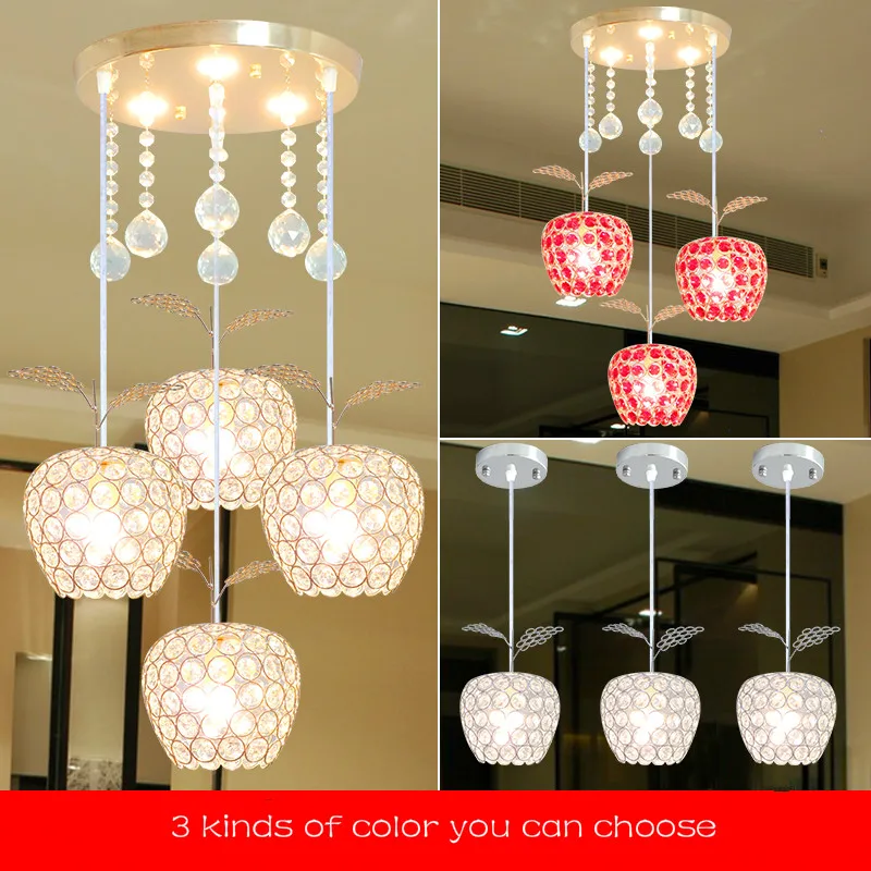 Современная Минималистичная трехсветодиодная хрустальная лампа для ресторана