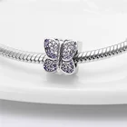 2021 новые серебряные циркониевые бусины-талисманы в форме бабочки plata de ley подходят для оригинального браслета Пандоры ожерелье женское ювелирное изделие сделай сам подарок