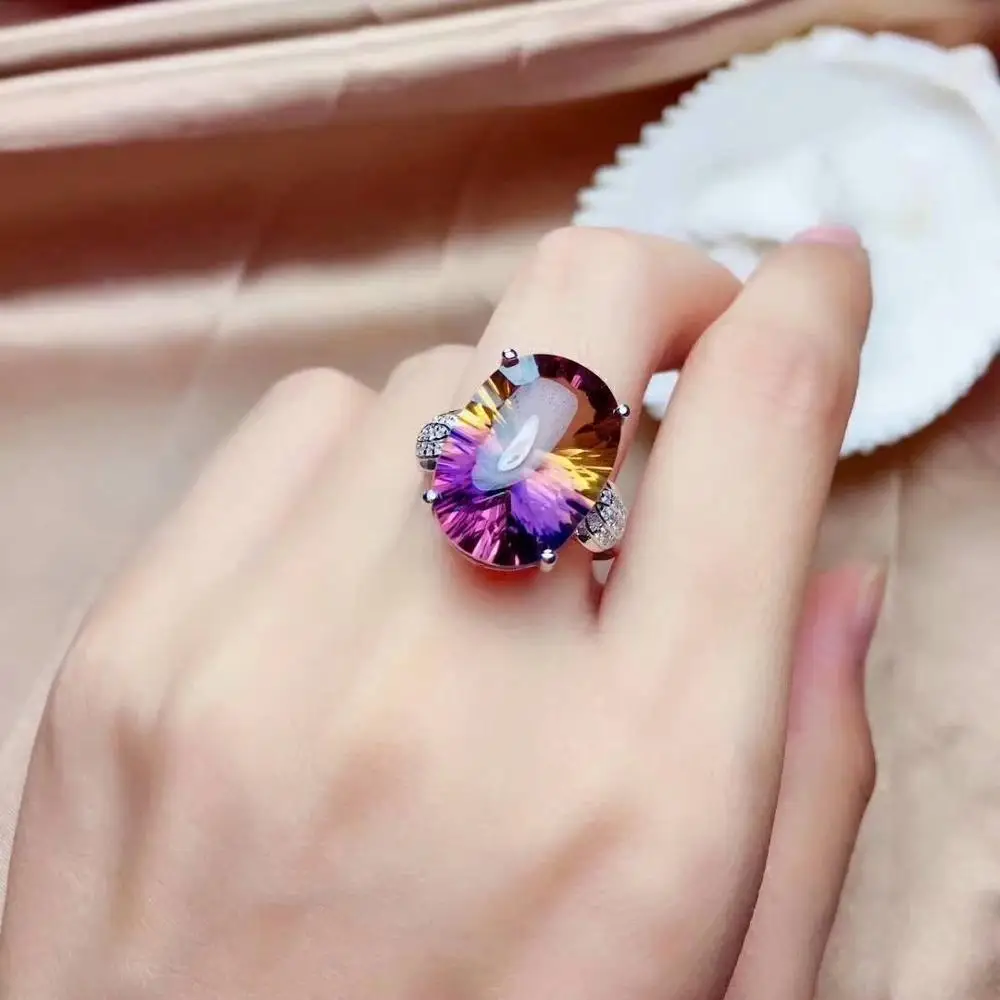 

shilovem 925 sterling silver piezoelectric ametrine pendants rings fine Jewelry necklace wedding gift new mtz1318132511agzj