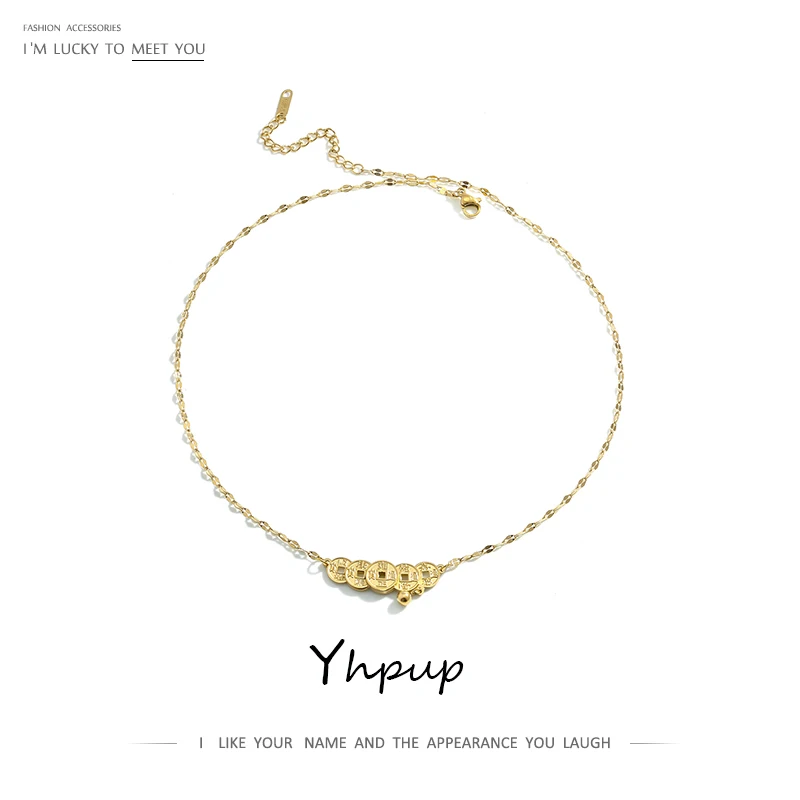 Yhpup Money Coin винтажное женское ожерелье золотистого цвета высокое качество