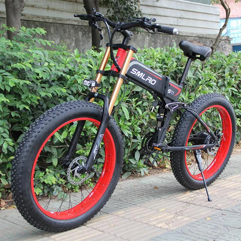 Günstig SMLRO S11PLUS 26 Zoll Elektrische Fett Bike 1000W 48V Fahrrad Ebike Berg E-Bike Faltbare Strand Snowmobie Mtb Sport Radfahren