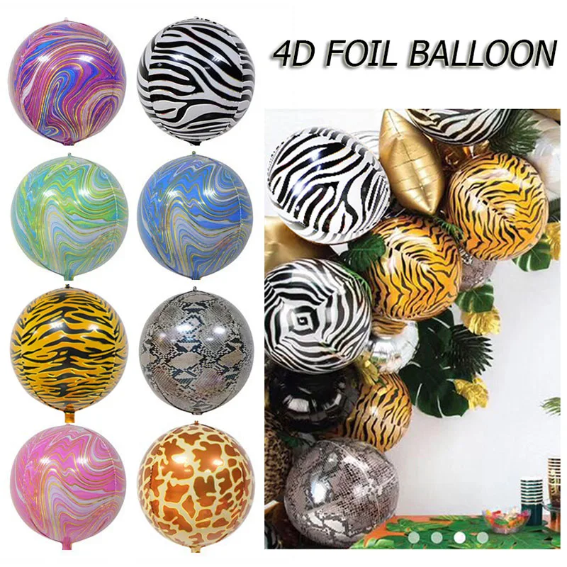 

1Pc 4D Balloons Animal Foil Balloon Leopard Zebra Tiger Giraffe Ballon Jungle Forest Safari Zoo Theme Birthday Party Supplies