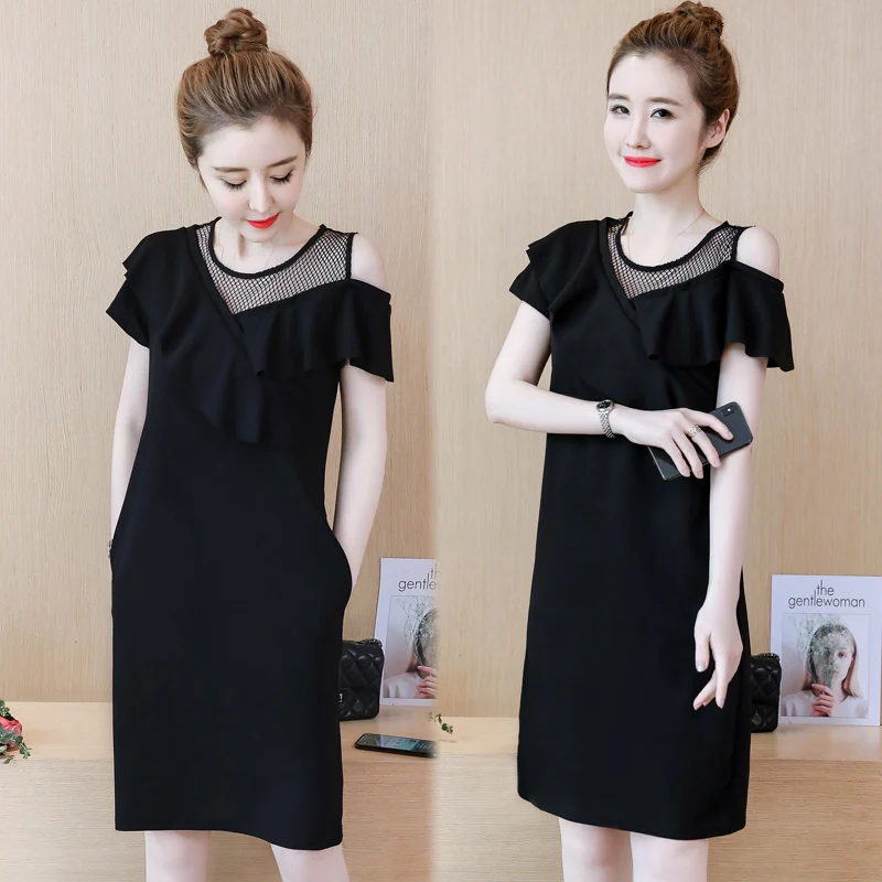 Женское мини платье DROWYD queen черное облегающее в стиле бохо с О образным вырезом и