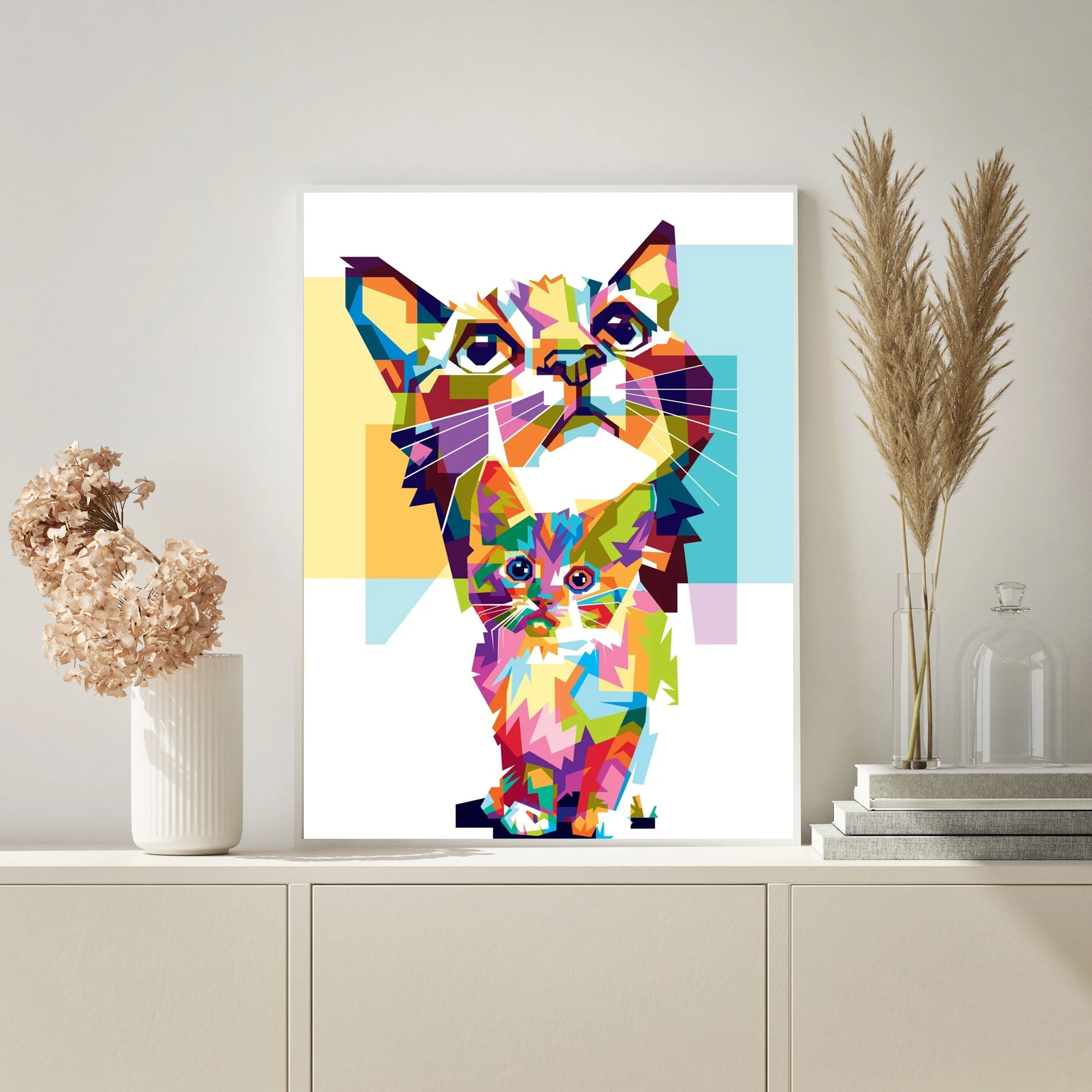 

HD Printed Canvas Poster Wall Art Painting Living Room Framed Colorul Cat Cats Animals Pictures Modern Modular For Home Decor