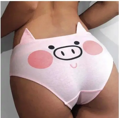 Трусики с принтом в виде розовой свиньи хлопковое нижнее белье ушками