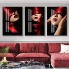 Картина на холсте, с изображением женщины, красного, черного цветов