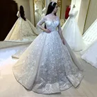 Арабские кружевные свадебные платья с аппликацией, платья невесты с длинным рукавом и круглым вырезом, 2022, свадебное платье, мусульманское свадебное платье принцессы Дубая