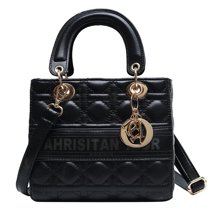 

2021 new online celebrity handbag fashion rhombic embroidered line shoulder messenger bag women