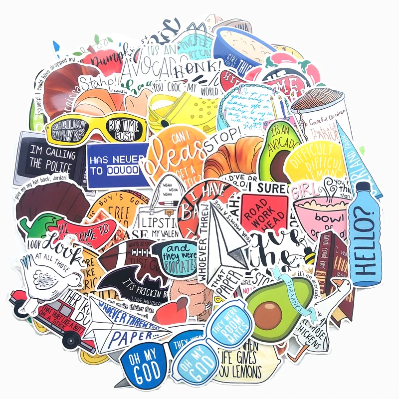 67 шт. лоза авокадо Мультяшные ПВХ наклейки для чемодан скейтборда сноуборда