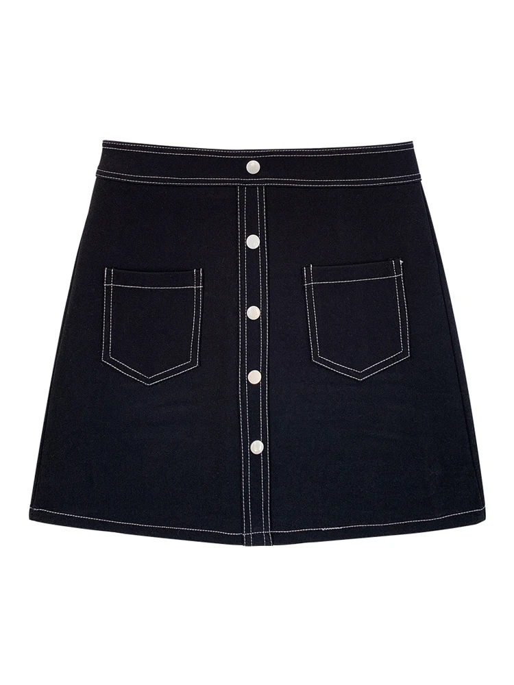 

Skirt 2021 new spring style black A-line skirt for female Korean high waist student's slim wrap buttock skirt