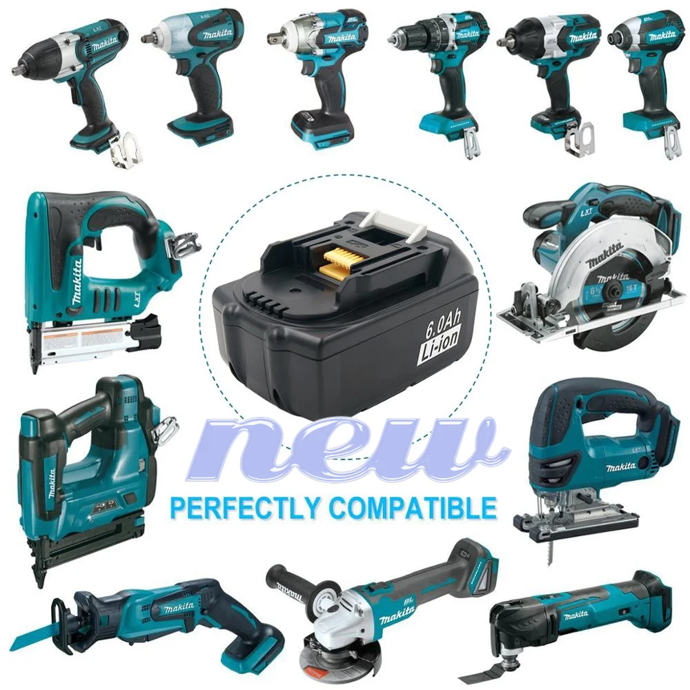 

BL1860 Rechargeable battery 18V 6000mAh Li-ion cordless Power Tools Replacement batteries for Makita BL1830 BL1850 BL1840 LXT400