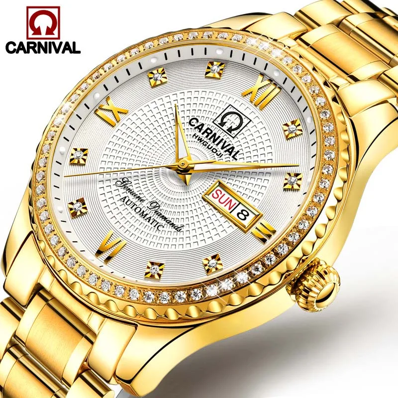 CARNIVAL Top Brand Automatic Mens Watches Luxury Mechanical Watch Men Business Male Wristwatch Luminous Waterproof Reloj Hombres