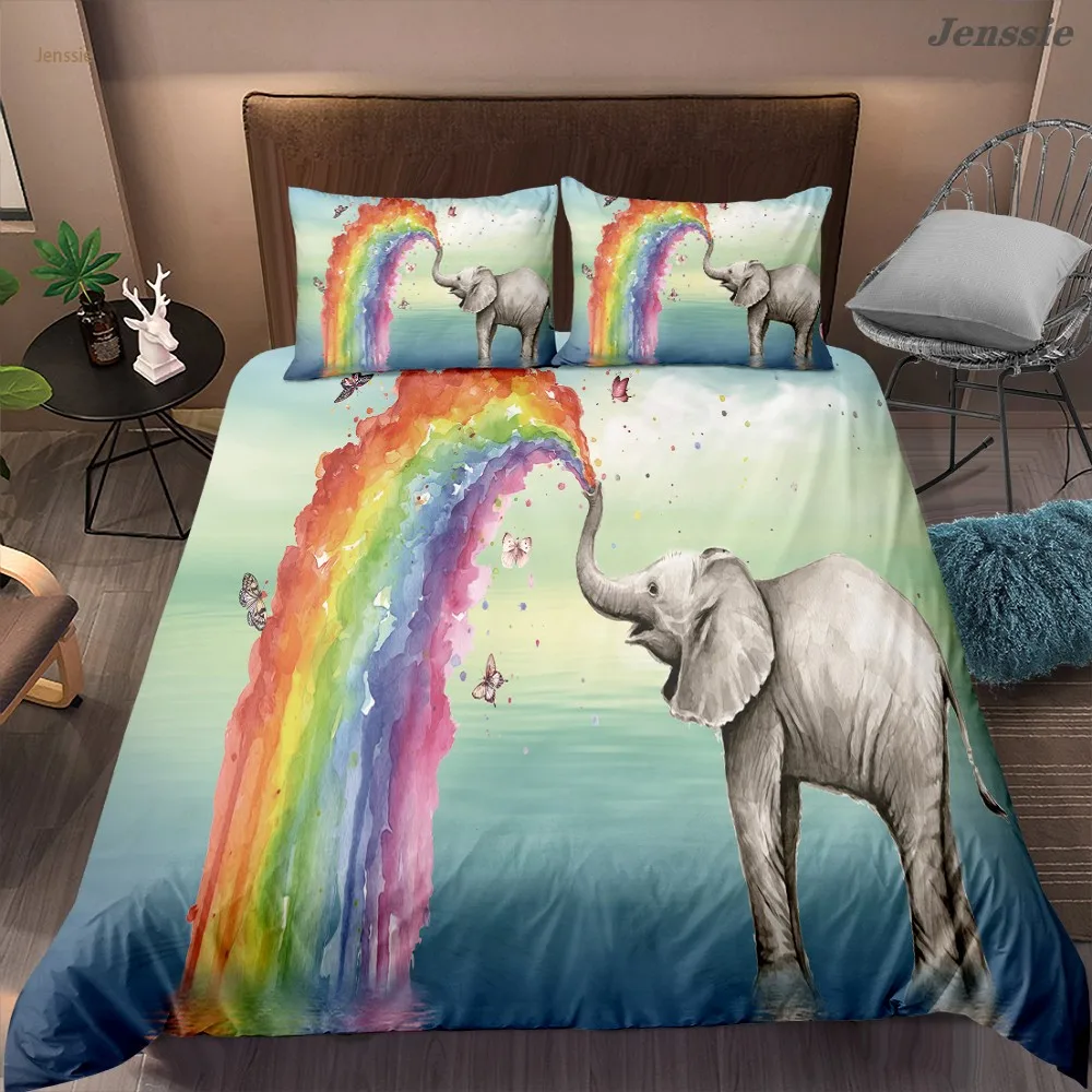 3D Rainbow On The Cloud Duvet Cover Set Single Double Bedding Boys Girls Bedspreads Scenery Comforters Luxury Quilt Covers | Дом и сад