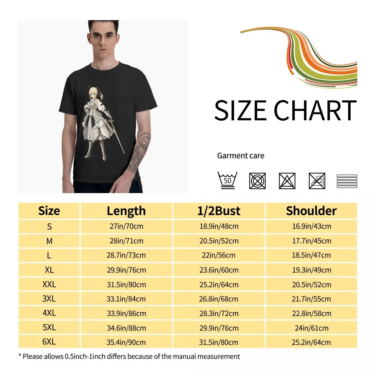 

Anime Fans Saber 23 mans T Shirts Soft and comfortable Short sleeveRound neck T-shirt