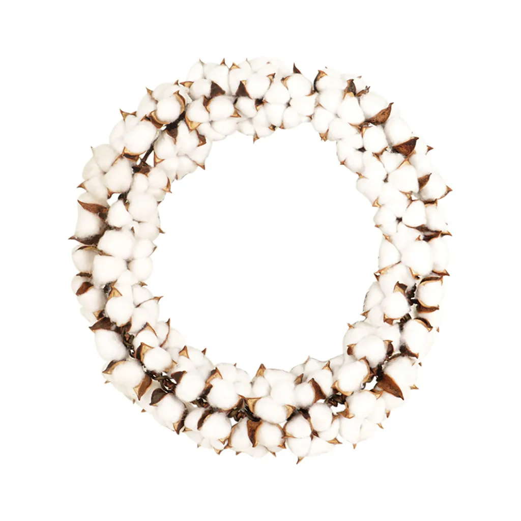 Adjustable Natural White Cotton Stems Wreath Artificial Flower And Plants For Front Door Wall Wedding Decor | Дом и сад