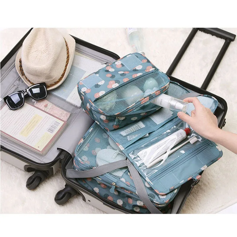 Многофункциональная дорожная косметичка с крючками для женщин сумки макияжа