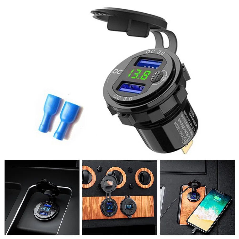 

Car Dual USB Car Charger DC 9-32V Digital Fast Charger Motorcycle Outlet