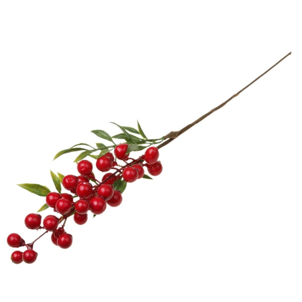 

1Piece Artificial Blue Berry Stems Fake Berries with Green Leaves Berry Spray for Christmas Decorations Crafts