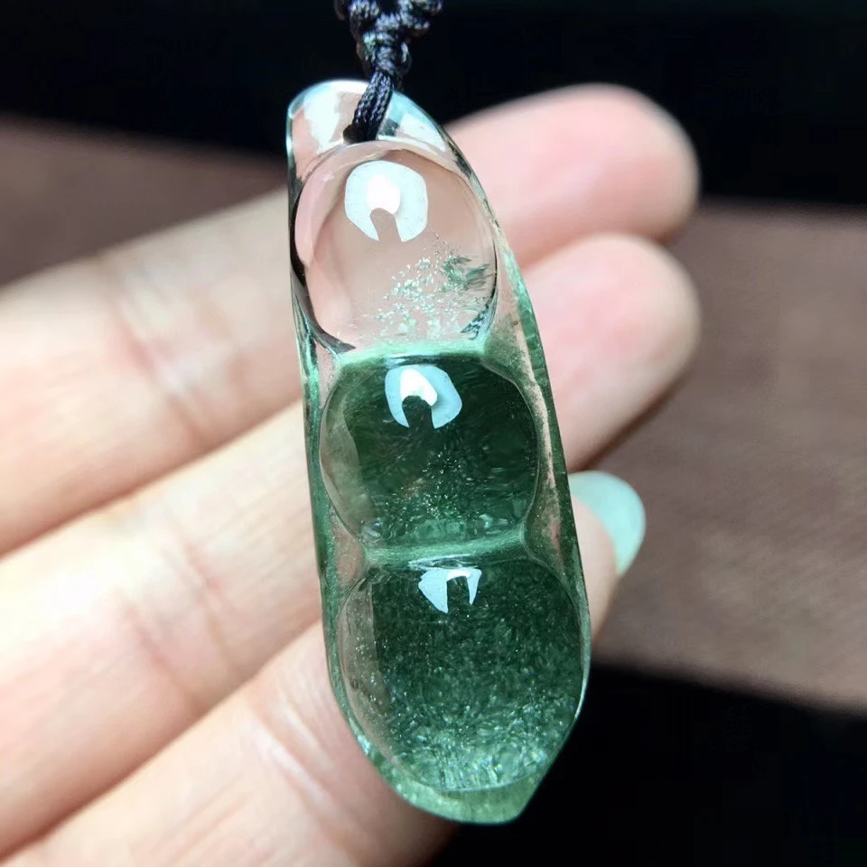 

Подлинный натуральный зеленый фантомный кварцевый прозрачный кулон 37/13/11 мм для женщин и мужчин, редкие модные ювелирные изделия AAAAAA