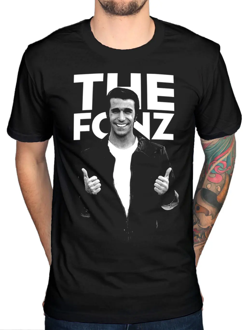 

Official Happy Days The Fonz Graphic T-Shirt TV Series 60's Retro Fonzarelli Short Sleeves New Fashion T-Shirt Men Clothing