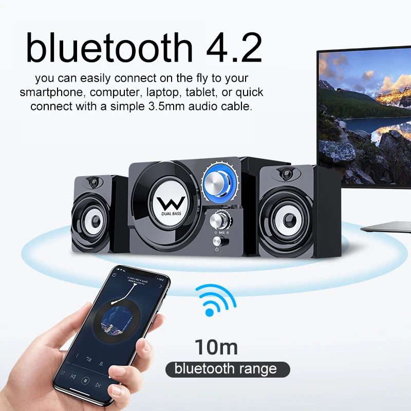 2 1 канальная компьютерная колонка с усиленными басами bluetooth стереоколонка
