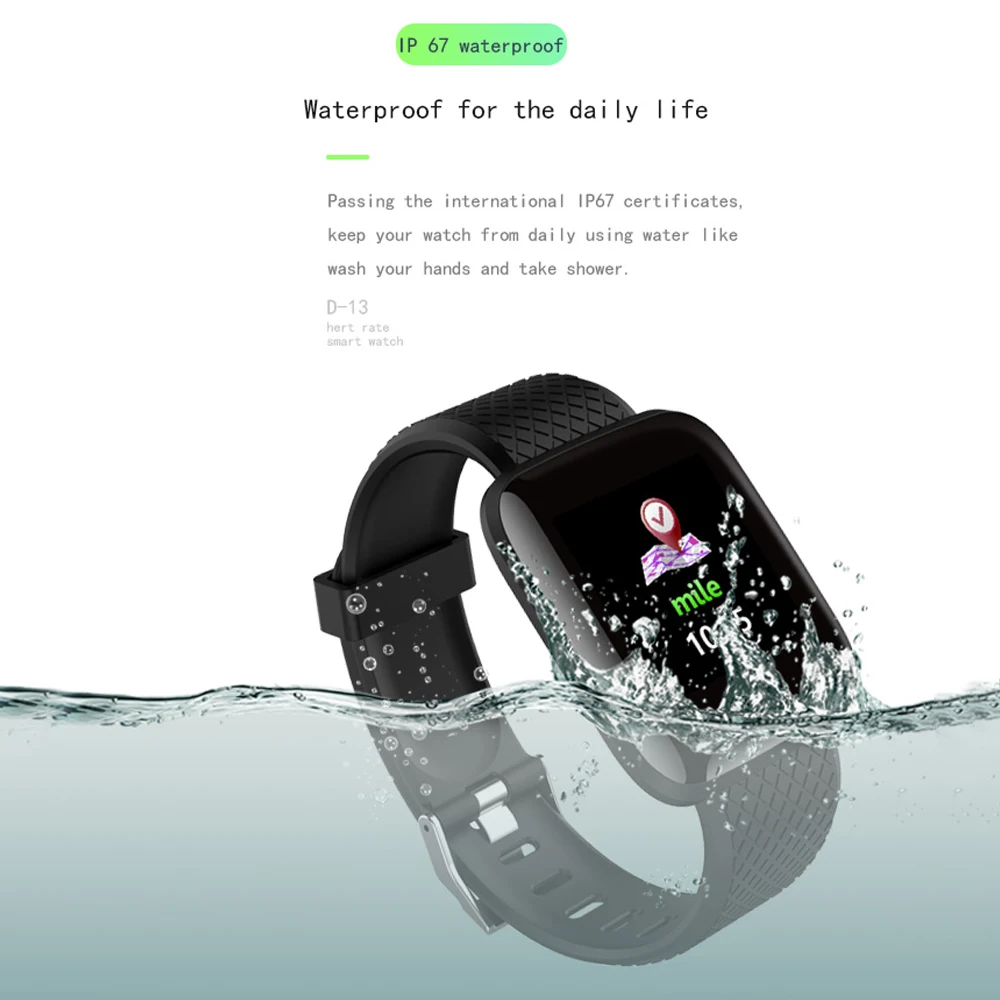 116 Plus Smart Watch Wristband Sports Fitness Blood Pressure Heart Rate Call Message Reminder Android Pedometer D13 | Электроника