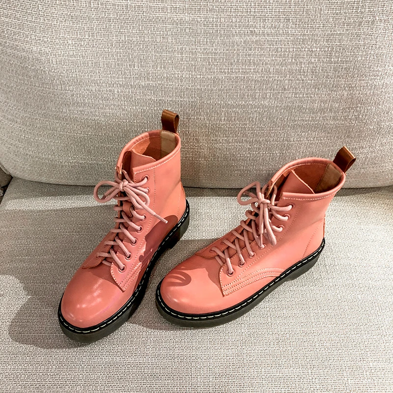 

TXCNMB New Fashion Round Toe Platform Heels Women Women Ankle Boots Top Quality Genuine Leather Riding Boots Winter Basic Shoes