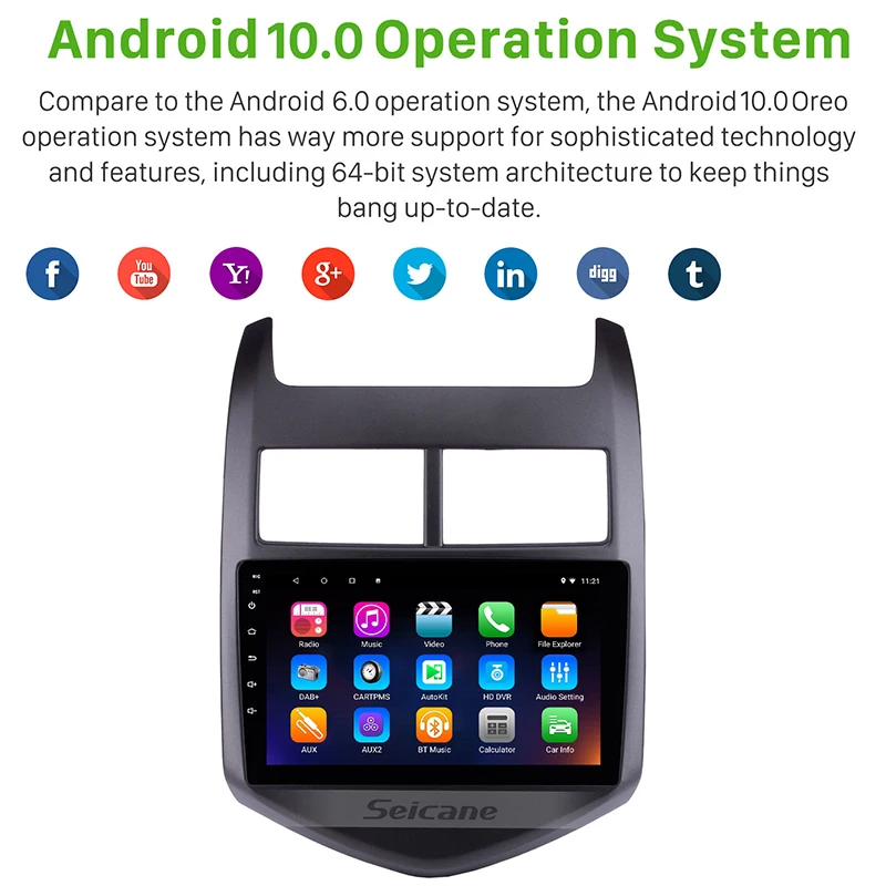 Автомобильный мультимедийный плеер Seicane Android 10 0 ОЗУ 2 Гб 9 &quot GPS стерео для Chevrolet AVEO