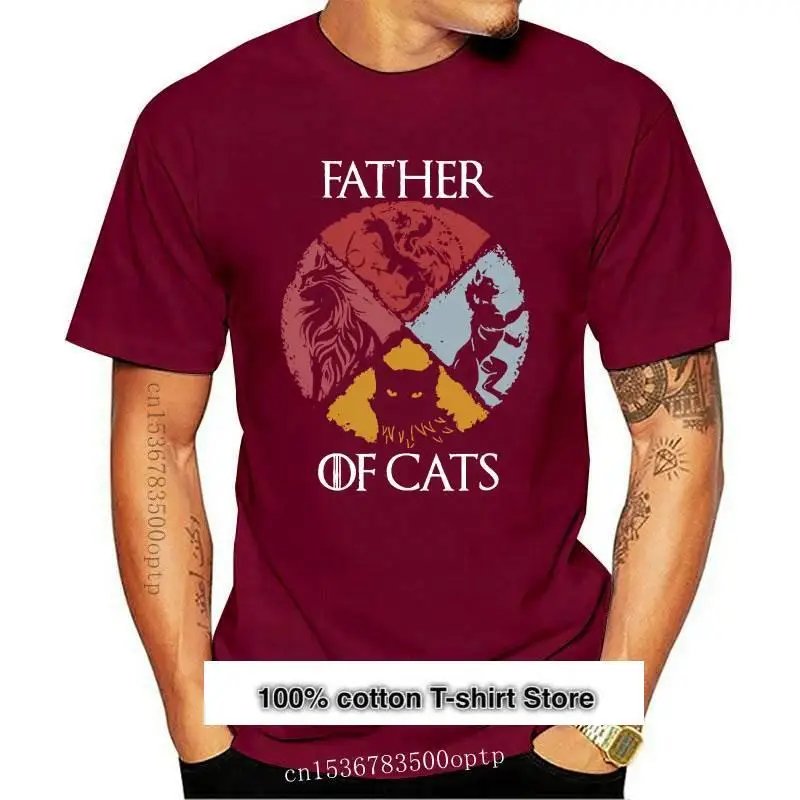 

Camiseta Popular del padre de los gatos, Camisa de algodón de color negro para hombres y S-3Xl