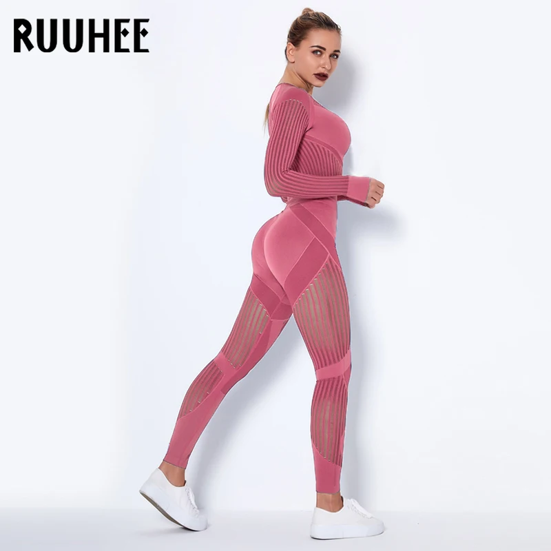 

RUUHEE Yoga Sets Women Gym clothes Yoga Suit High Waist Leggings Seamless Workout Active Tracksuit Fitness Sport sets Yoga Set