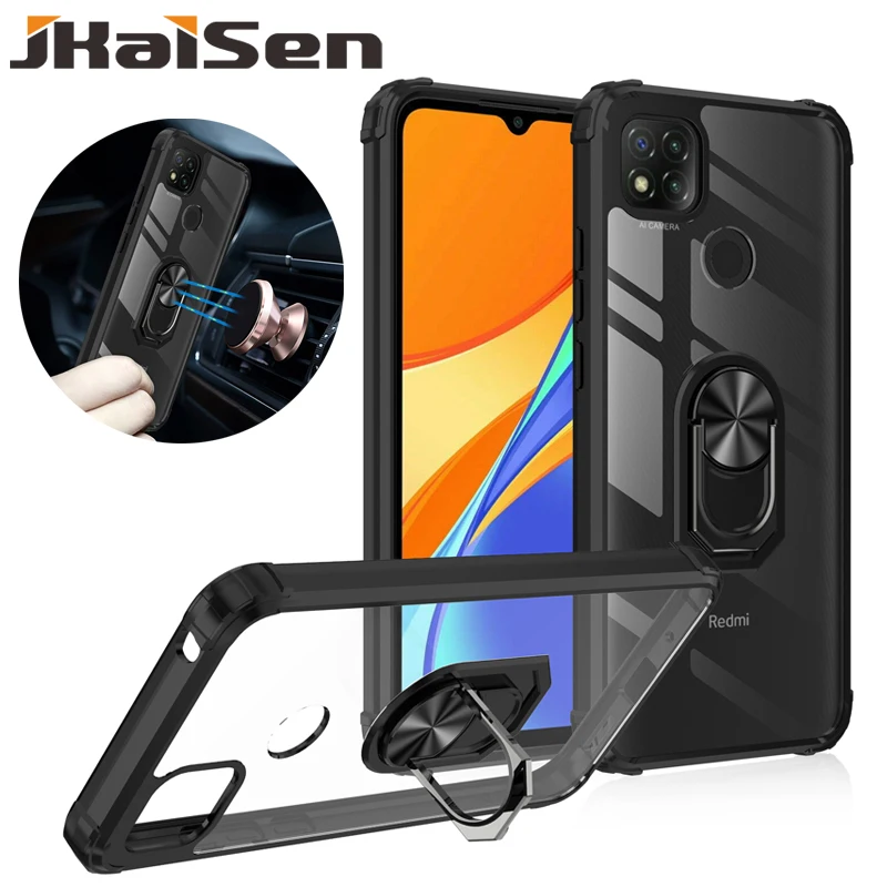 

JKaiSen Shockproof Finger Ring Phone Case For Redmi Note 10 10S Car Holder TPU Bracket Protective Cover For Redmi 10 Pro Max