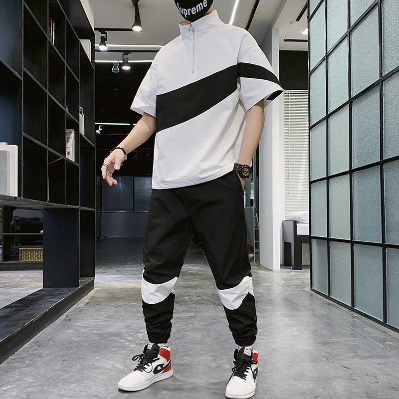 Casual Short Sleeve T-shirt &amp Pants 2 Pieces Set M-3XL Plus Size Men Sweat Suit High Quality 2020 Summer Tracksuit For Me | Мужская