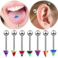 5pcs surgical steel tongue piercing ball barbell bar tongue ring body studs piercing jewelry women men ear cartilage piercing