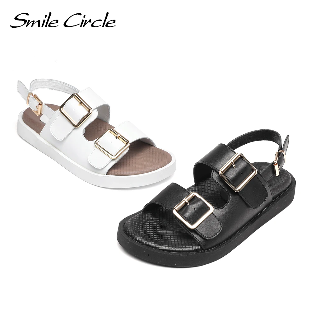 Smile Circle/Летние босоножки Женская обувь на плоской платформе Модные повседневные