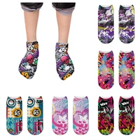 cartoon skull printed short socks for unisex cute funny cotton girls pink ankle socks men fashion harajuku compression boat sox