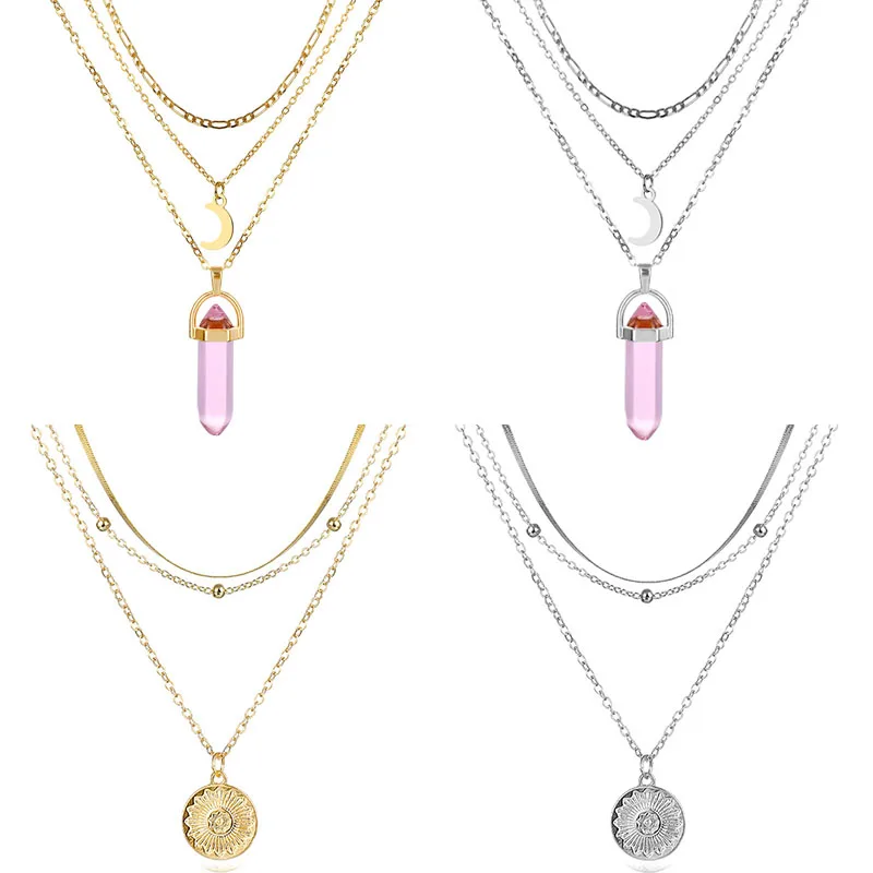 FAMSHIN 2020 Новое винтажное ожерелье из опалового камня модное многослойное с