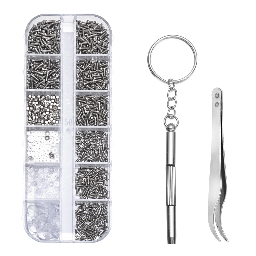 Набор для ремонта очков с крошечными винтами из нержавеющей стали 1100 шт.