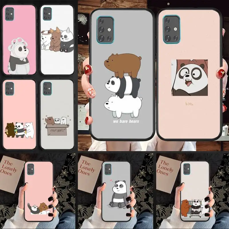 

South Korea Three Bare Bear Free Phone Case For Samsung A71 A80 A91 A01 A02 A11 A12 A21 A31 A32 A20E Cover Coque