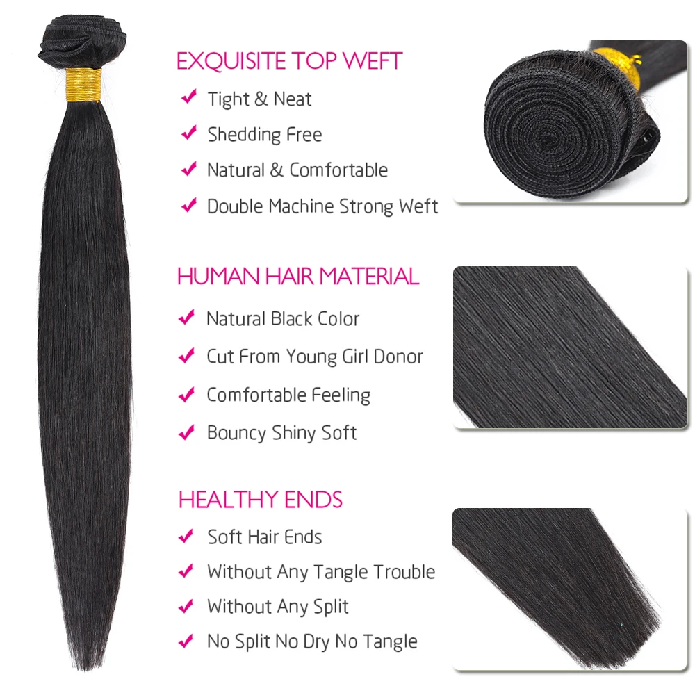 Бразильские прямые волнистые пряди волос 3/4 с 4*4 закрытие шнурка свободная часть