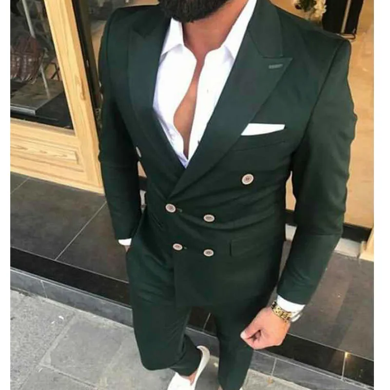 

Slim Fit Double Breasted Men Suits for Wedding Prom 2 Piece Custom Groom Tuxedos Male Fashion Costumes Set Jacket with Pants
