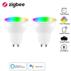 Умные Светодиодные ночные светильник пы 3,5 Вт RGBCW Tuya Zigbee 3,0 Gu10, умный дом, дистанционное управление голосом, управление через приложение, работает с Alexa Echo Google Home