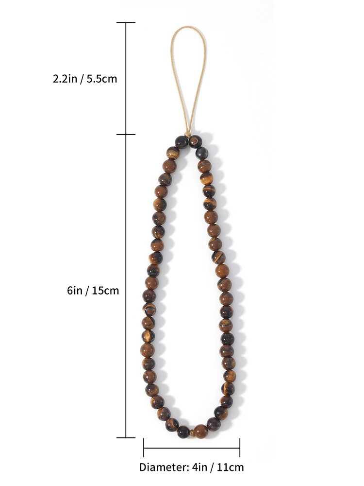 OAIITE Natural Amazonite Tiger Eye Mobile Phone Chain Strap Meditation Beads Anti-lost Lanyard Keychain Accessories Yoga Gift |