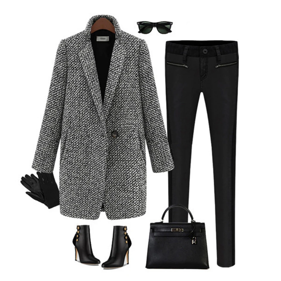 Женское зимнее длинное пальто серое плотное шерстяное из шерсти классическое