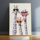 Картина маслом с изображением жирафа в очках, настенная живопись на холсте, для детской комнаты
